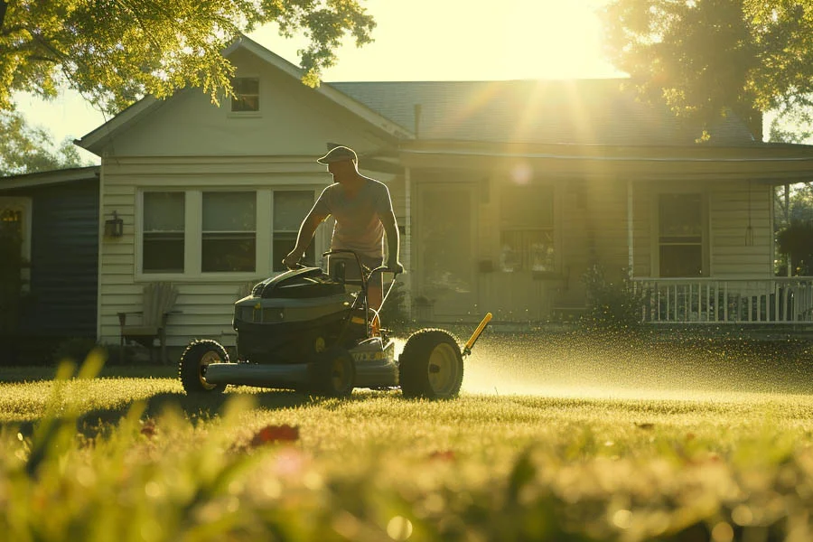 self-propelled electric lawn mower with battery and charger